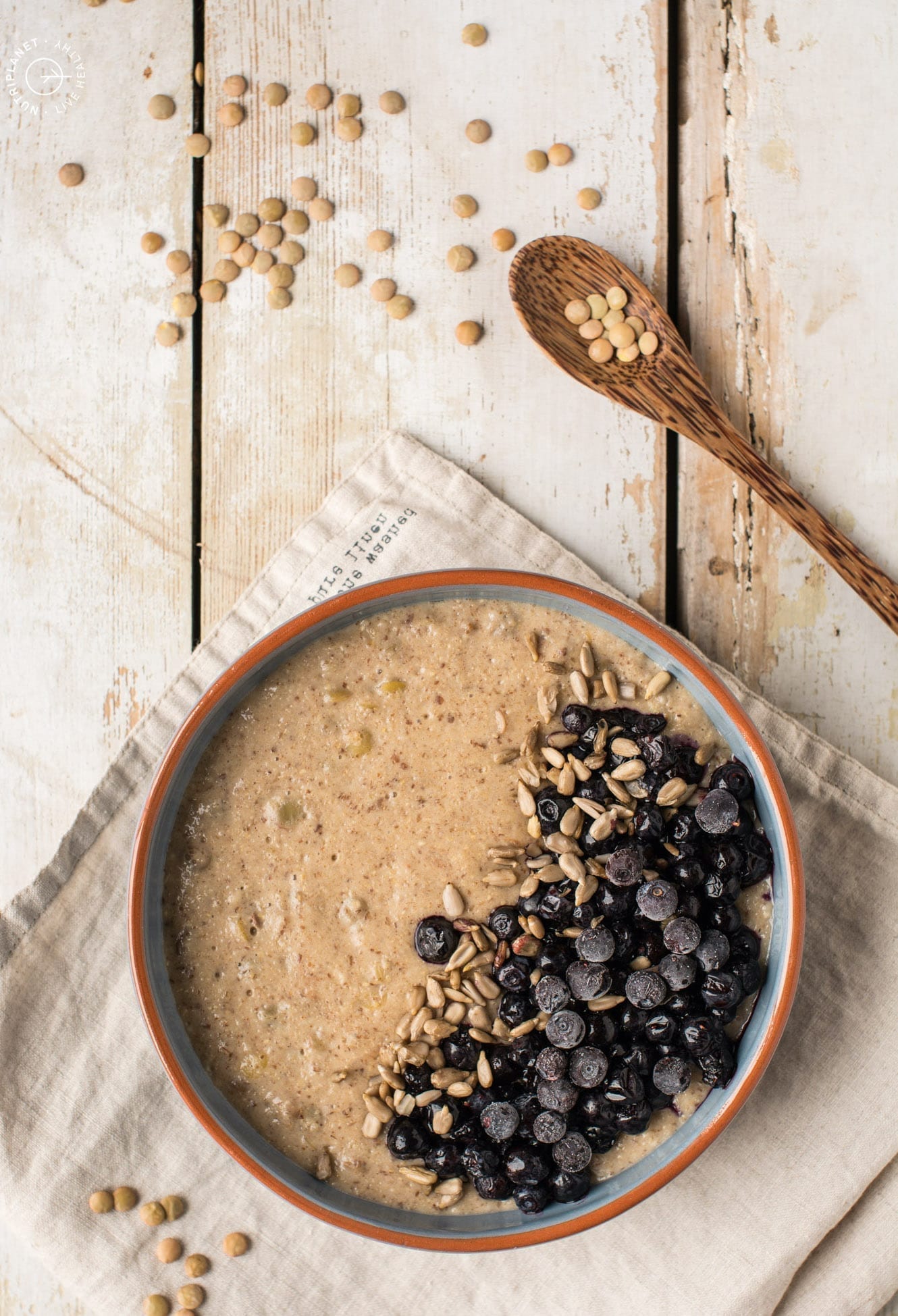 Low carb lentil oatmeal porridge