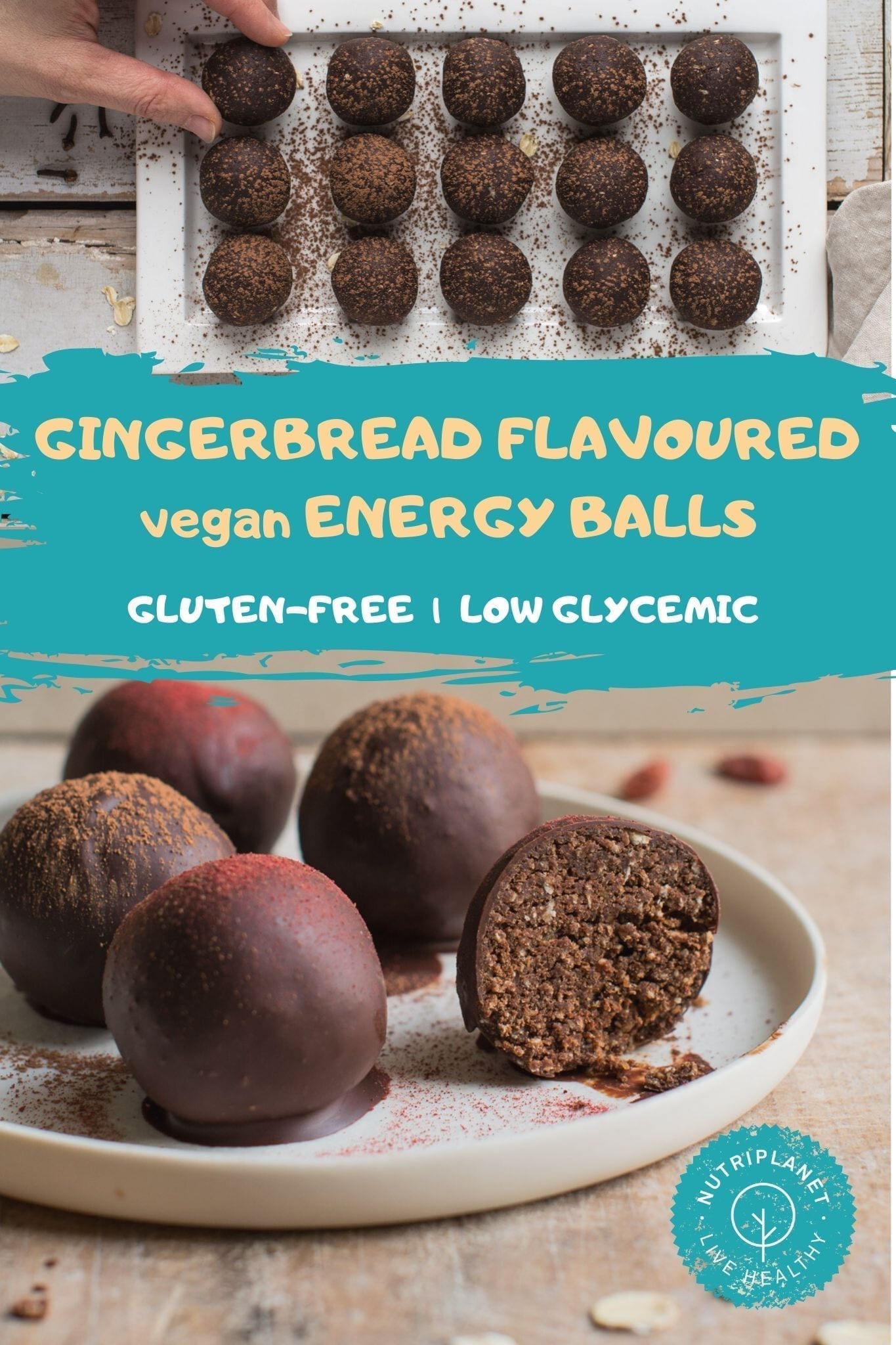 Quick and easy gingerbread flavoured vegan energy balls that are perfect as healthy snacks when you need a pick-me-up in the afternoon. You only need a food processor or a large bowl, a spoon and 25 minutes of your time.