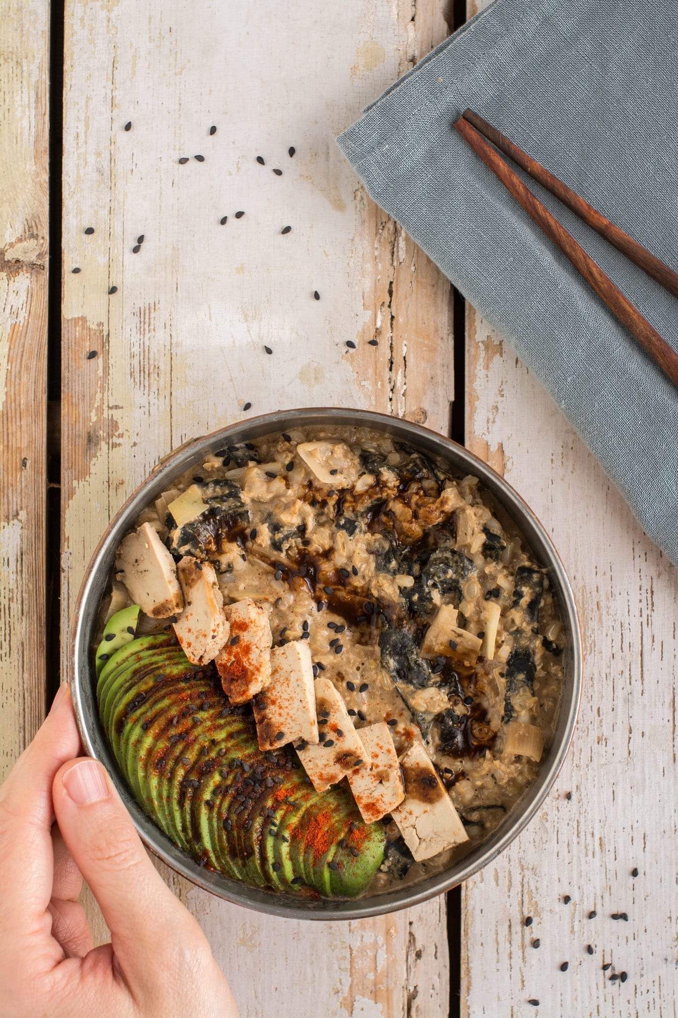 Try this vegan version of Japanese breakfast rice porridge with some healthy tweaks. It’s like eating sushi for breakfast, but in the form of comforting porridge bowl.