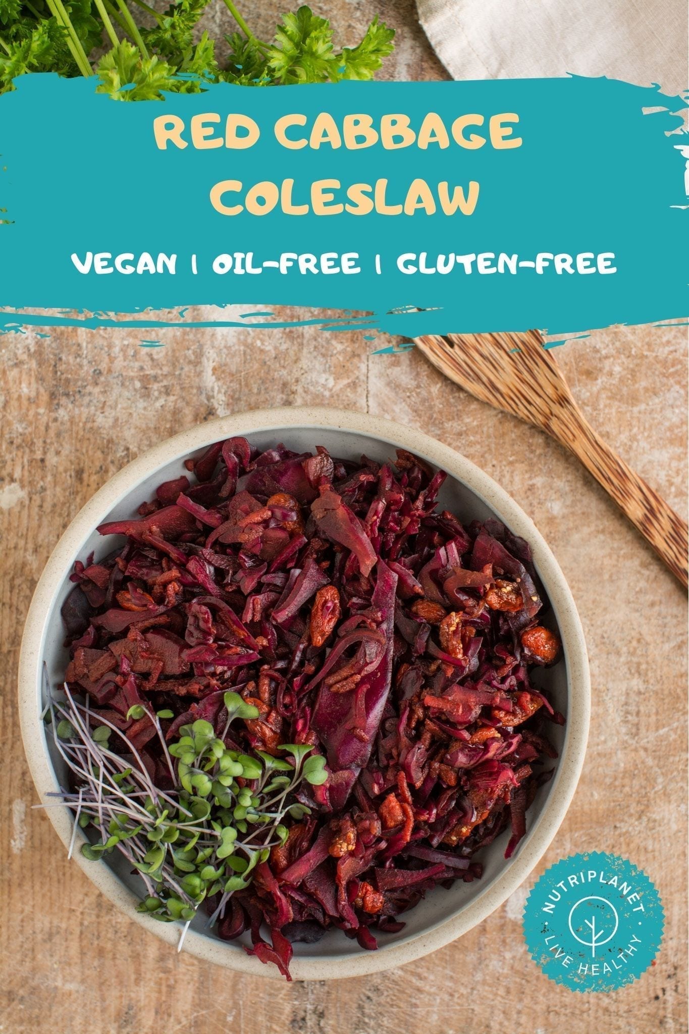 Vegan red cabbage coleslaw makes an excellent side dish packed with vitamins with an extra boost of friendly bacteria from miso paste. 
