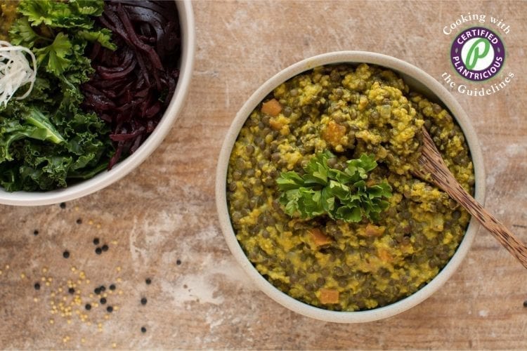 Easy and delicious oil-free vegan dal recipe with millet and black lentils.