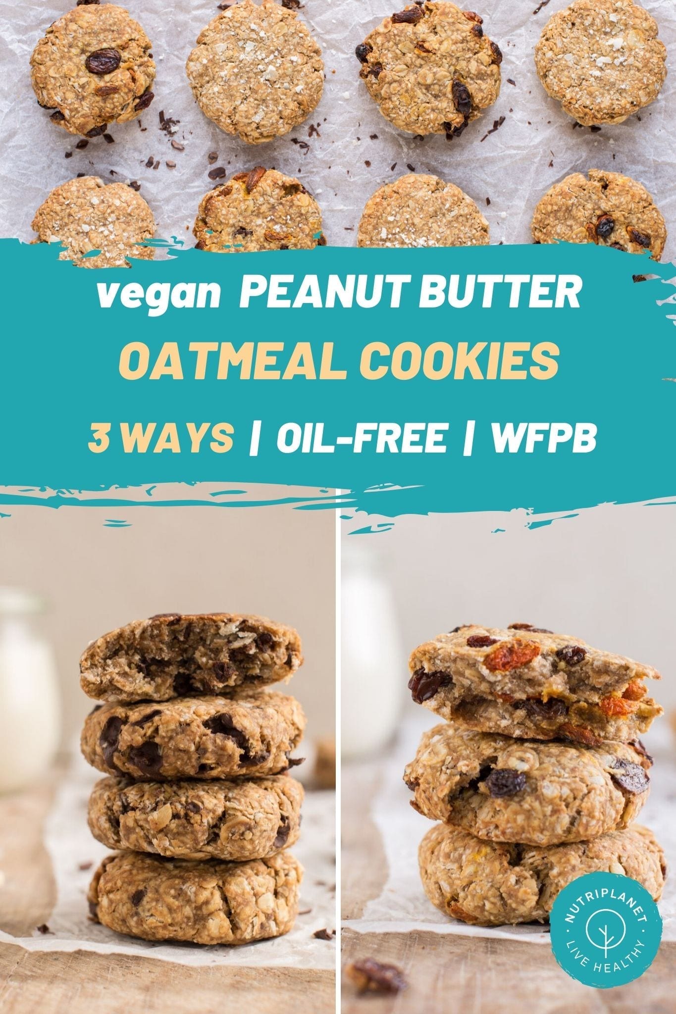 Super easy and delicious vegan oatmeal cookies that are soft and chewy using whole food plant-based ingredients. 
