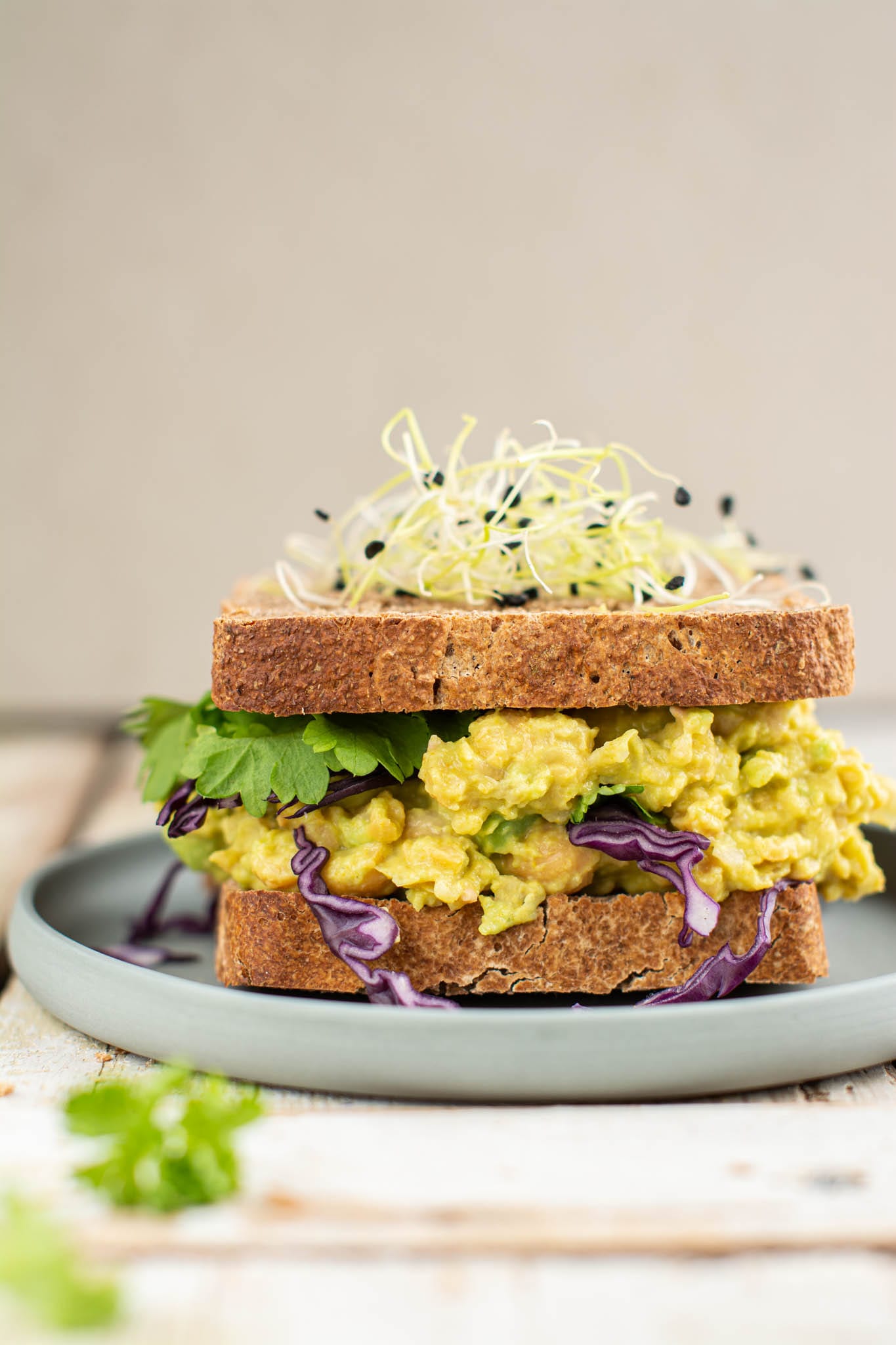Whole Spelt Sourdough Bread Sandwich with Vegan Egg Salad