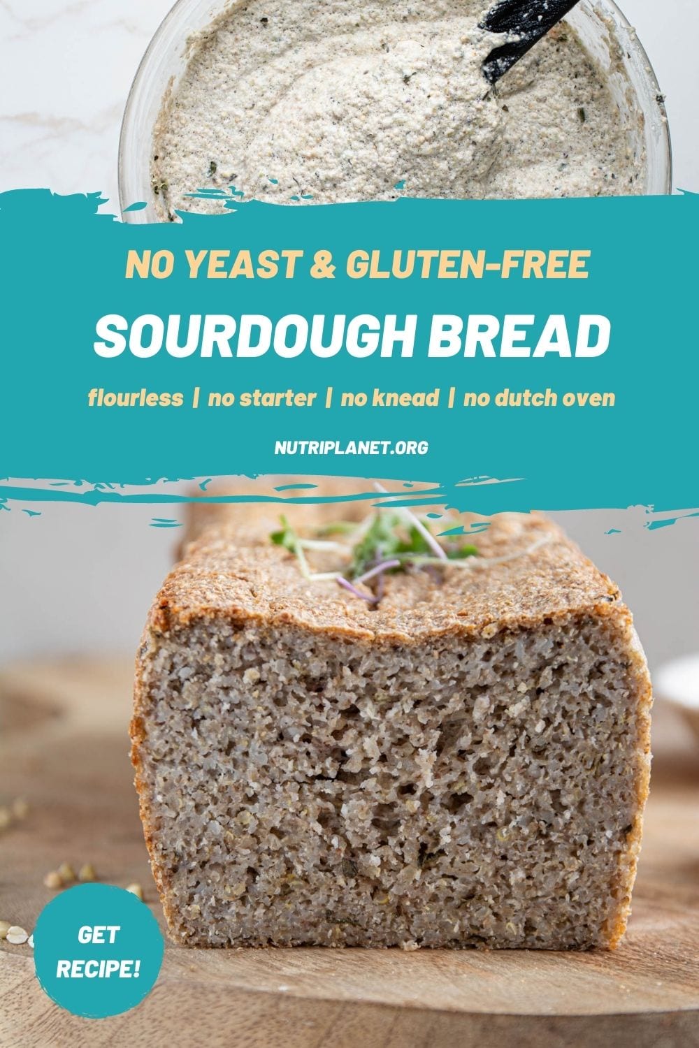 Learn how to make a delicious yeast-free gluten-free sourdough bread using buckwheat and quinoa groats.