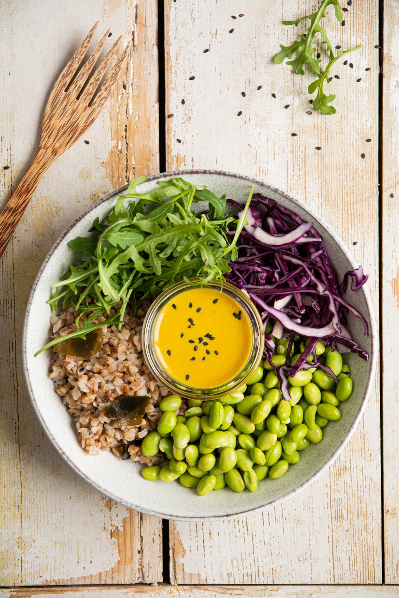 Well-balanced vegan breakfast Buddha bowl