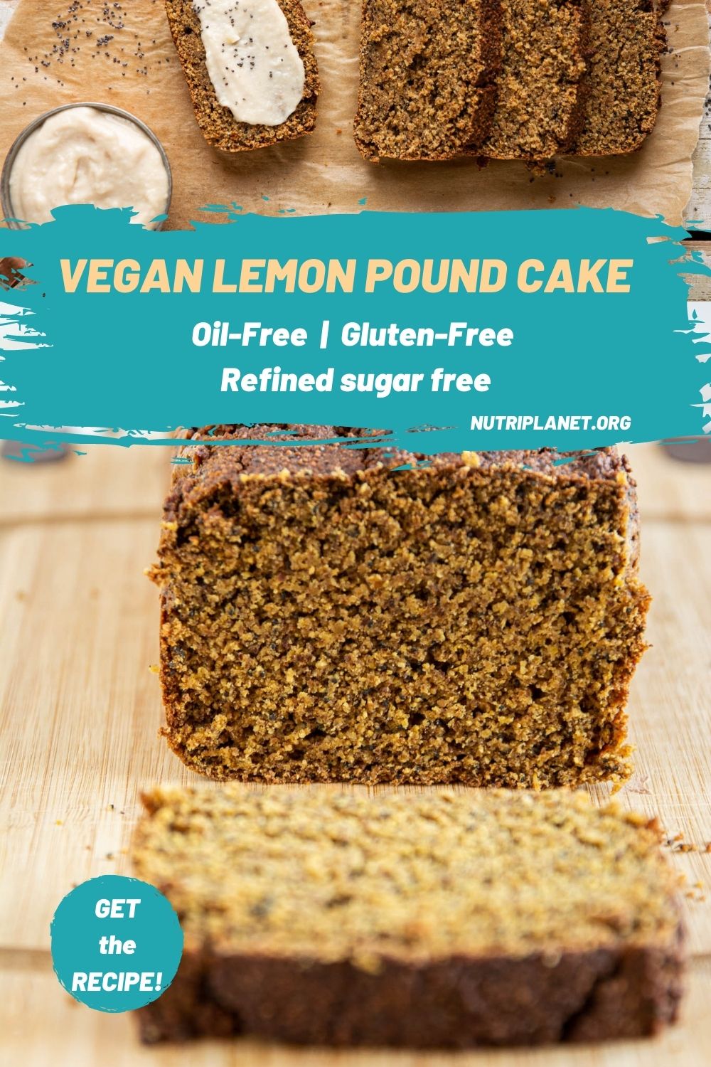 Learn how to make refined sugar free, oil-free and gluten-free vegan lemon pound cake with poppy seeds and vegan lemon custard cream. Suitable on Candida diet. 